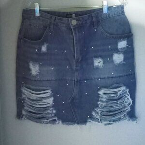 Boo Hoo Ripped Jean Skirt Design